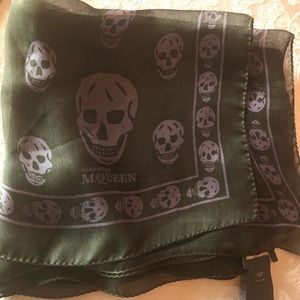 Alexander McQueen Silk Skull Scarf Olive & Violet